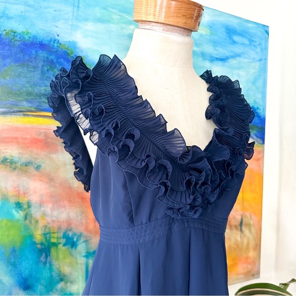 Lilly Pulitzer Womens Amber Ruffle Neckline Navy Blue Dress - Picture 5 of 8